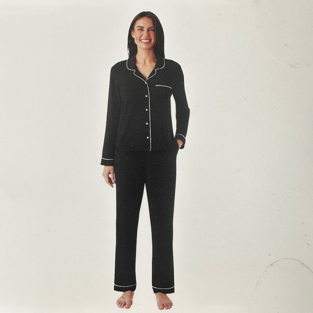 Member's Mark Women's Notch Collar Pajama Set Size Small Black New‎